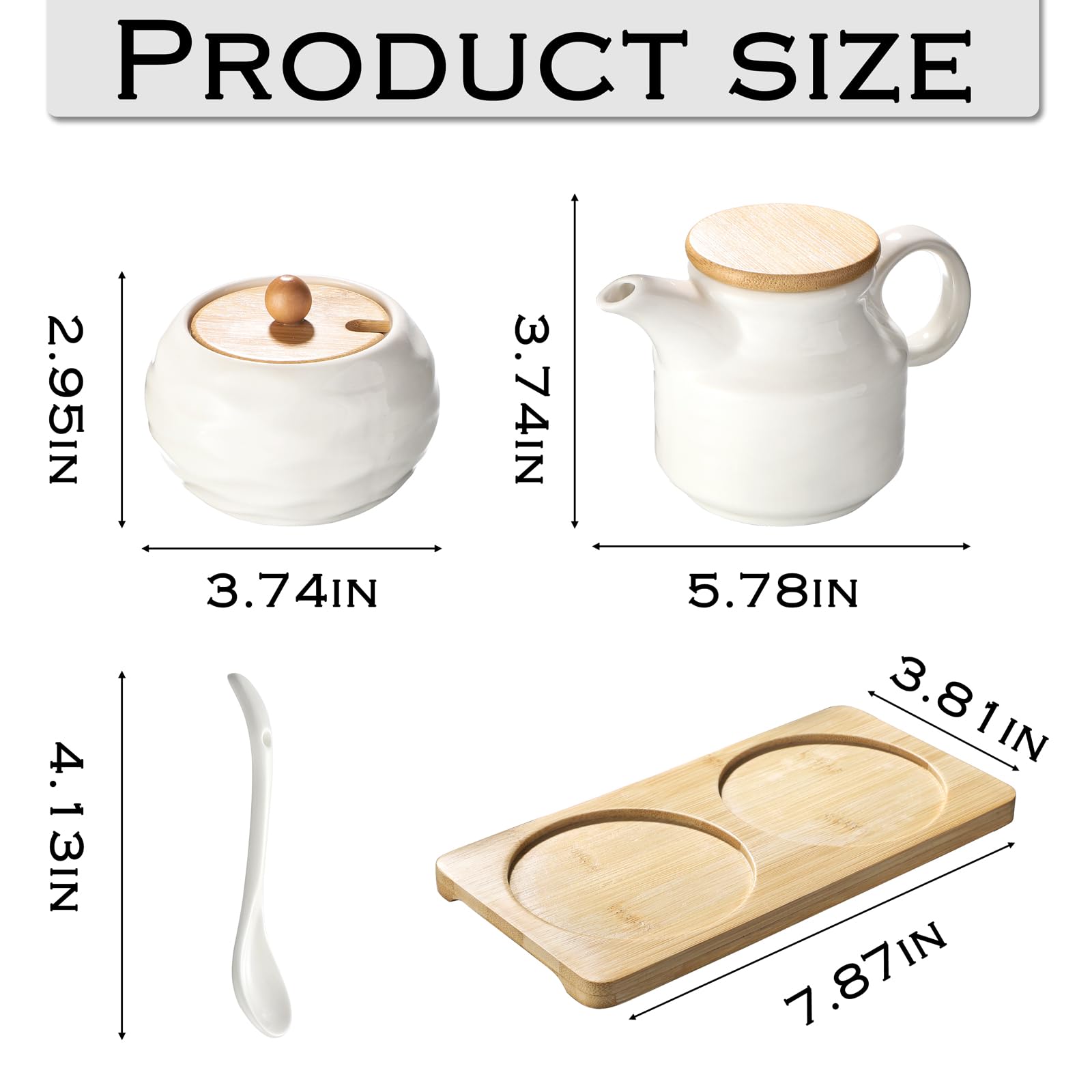 Ceramic Sugar and Creamer Set,12oz Cream Pitcher&7.5oz Sugar Bowl with Lid