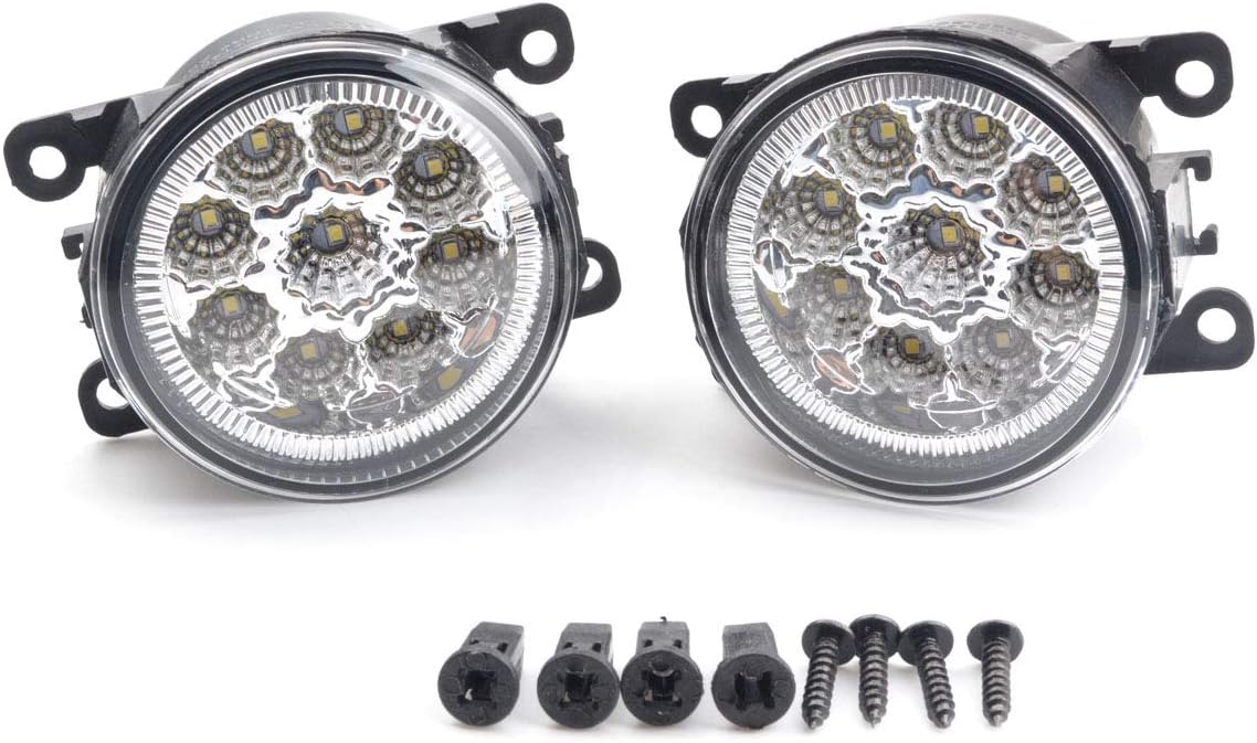 RunQiao 2Pcs 9 LED Round Front Fog Light DRL Daytime Running Light White