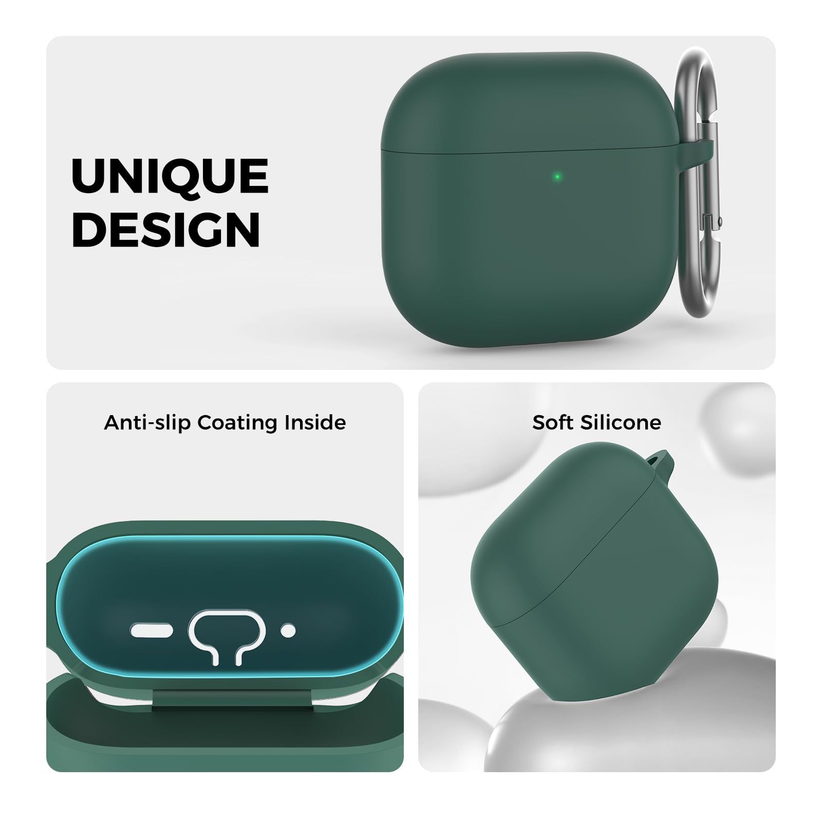 AhaStyle Coque AirPods 4 (2024) Silicone Kit Nettoyage Étui Protection Anti-Rayures Supportant Recharge USB-C sans Fil