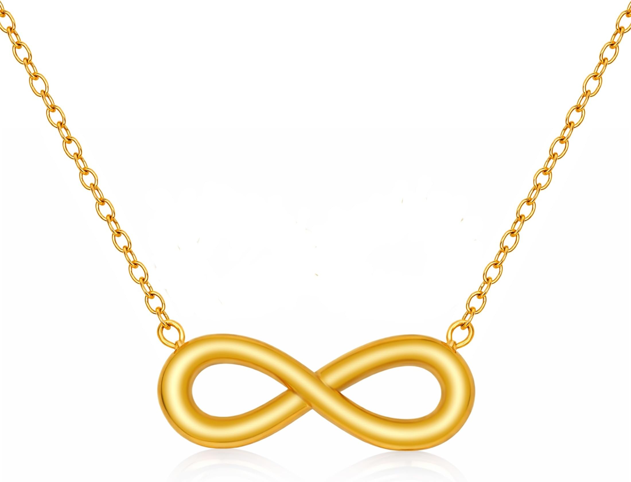 Custom Engraved Infinity Necklace for Women, Gold Plated Stainless Steel Infinity Pendant Necklace, Valentine's Day Wedding Enagagement Personalized Forever Love Jewelry Gift for Her YA6838