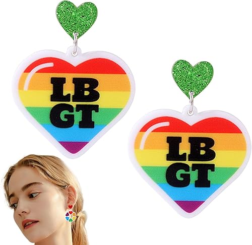 Yimin Rainbow Earrings, LGBT Pride Dangle Earrings, Lesbian Earrings, Gay Pride Jewelry for Women & Men, LGBTQ Accessories