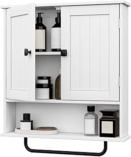 RRX Bathroom Cabinet Wall Mounted Medicine Cabinets with Towels Bar, Ove...