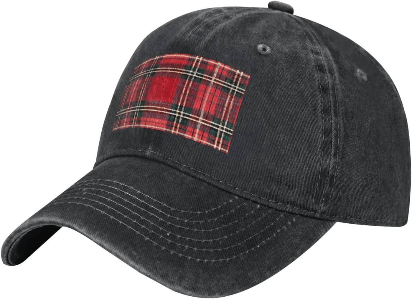 Plaid Red and Black Print Cowboy Hat Personalized Baseball Cap Fashion Hat Cap Funny Gifts for Women Men