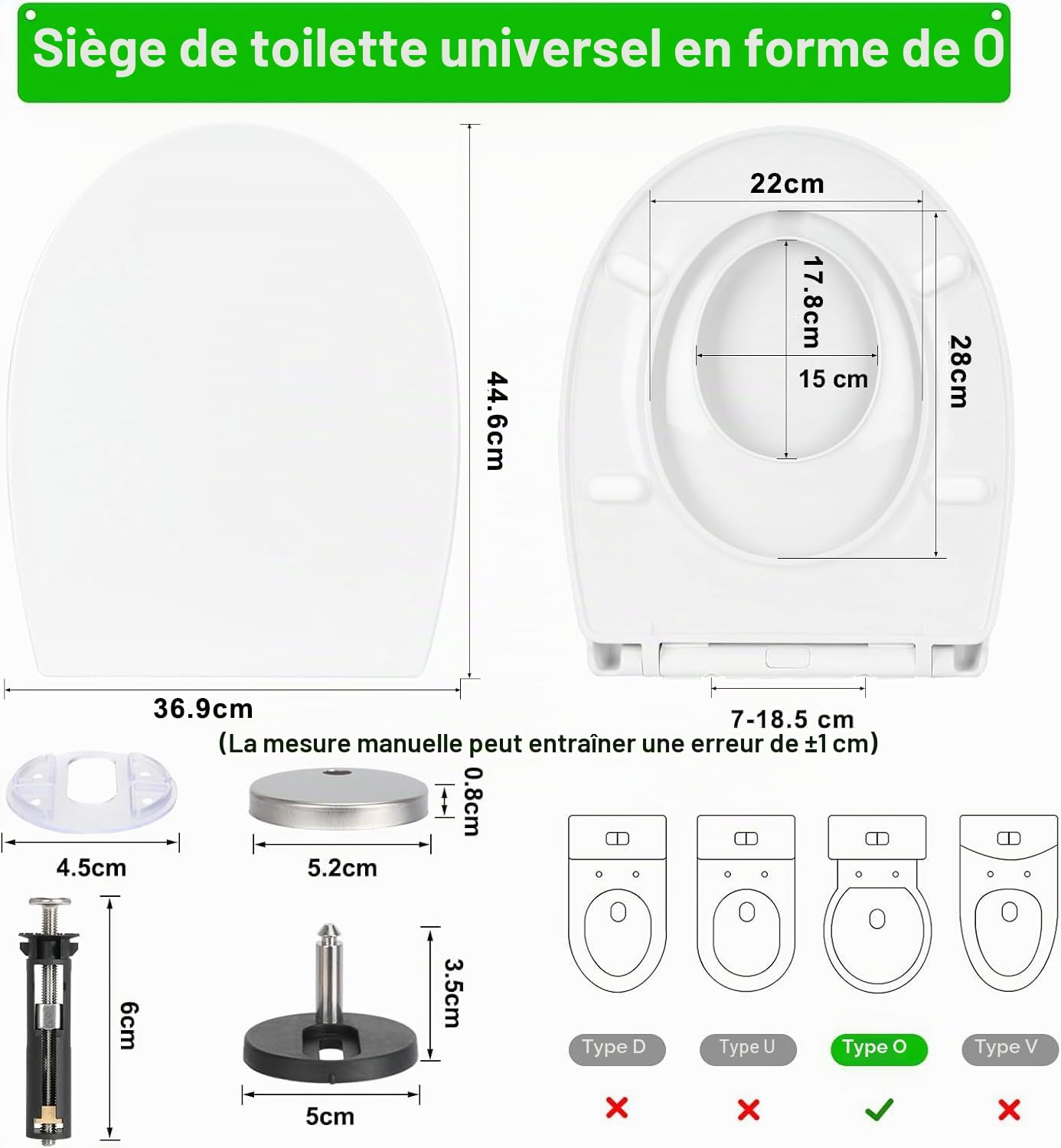 Abattant WC Familial Forme O, Urée Formaldéhyde Cuvette Toilette avec Siège Enfant Magnétique, Lunette WC avec Fermeture Douce et Libération Rapide, Siège de Toilette pour Enfant et Adulte