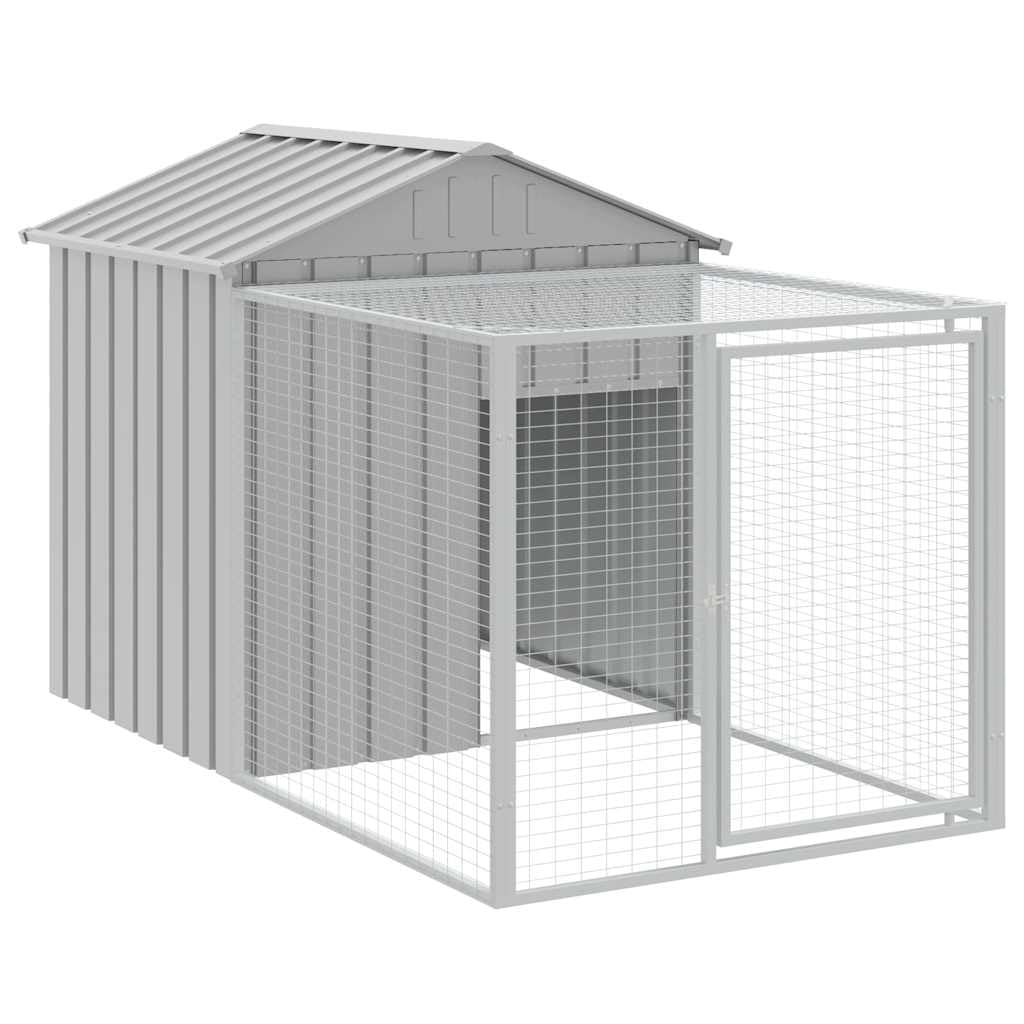 Jaula para pollos con caño gris claro, 117 x 201 x 123 cm, acero galvanizado, para jaula de pollos, animales pequeños, jaula para pájaros y mascotas