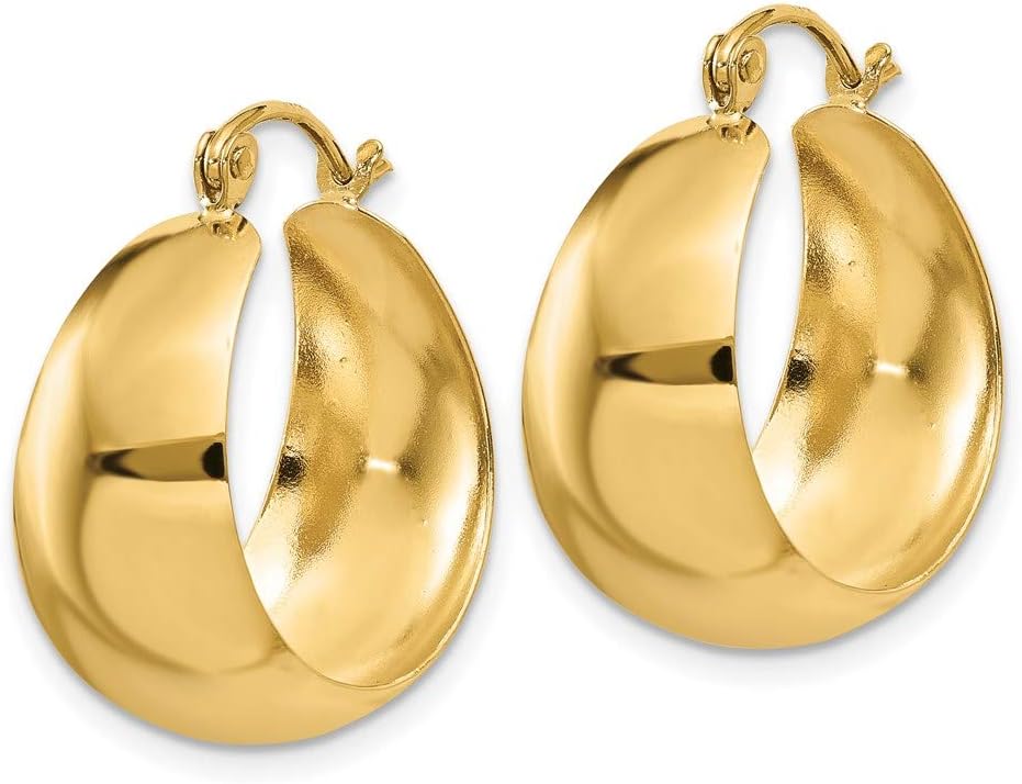14k Yellow Gold 10.5mm Tapered Hoop Earrings Fine Jewelry For Women Gifts For Her