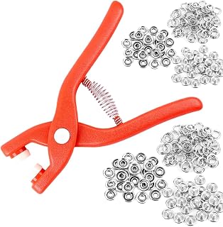 Five Claw Buckle Tool Set, 100 Sets Metal Snap Buttons with Fastener Pliers, Snap Button DIY Craft Kit for Clothing, Leather Crafting and Sewing Projects (Sliver)