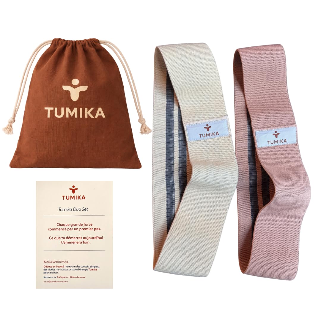 Tumika Bande Élastique Musculation Coffret 2 ou 3 Bandes Résistance Premium Renforcement Pilates Fitness Antidérapantes