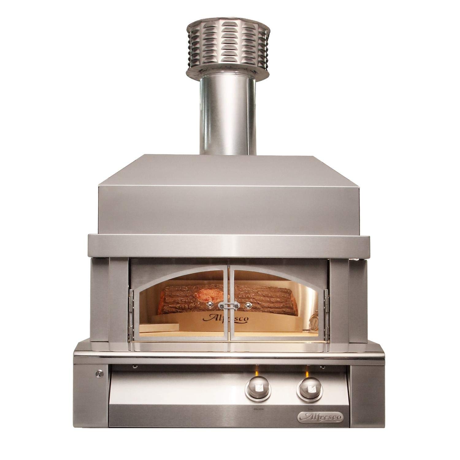 Alfresco 30-inch built-in natural gas outdoor pizza oven plus in stainless steel