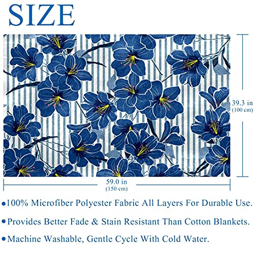Couverture pique-nique et camping à rayures bleues 150x100 cm - 6