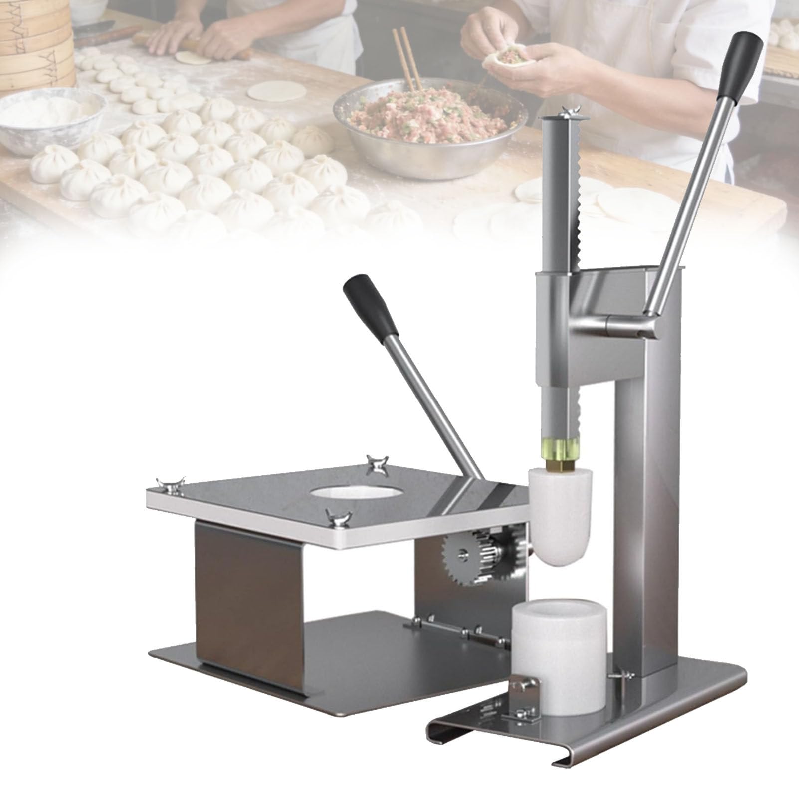 Pfps Baozi Maker with Dough Press Machine, Closing Machine and Molds, Manual Chinese Bun Making Machine, 400-500pcs/h for Home or Commercial Large