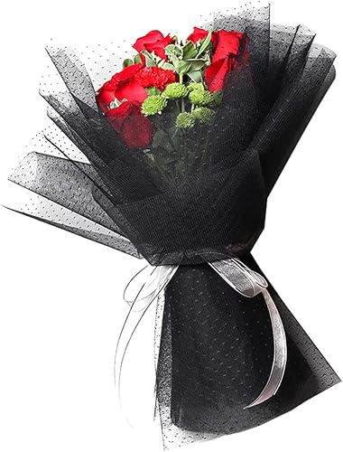 Miniatura 4 de HAOZAIKEJI Papel de regalo de flores de tul, envoltorios de malla de puntos moldeables translúcidos, paquete de regalo, rollo de papel, suministros