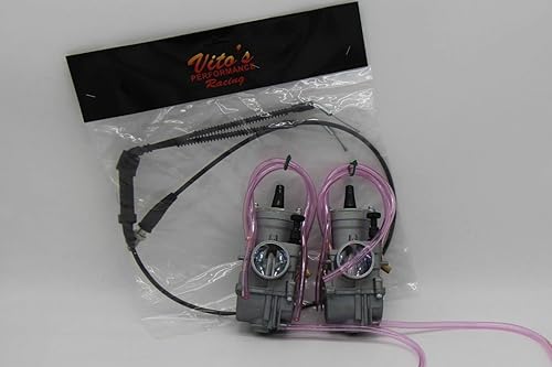 Miniatura 2 de 2 carburadores Yamaha Banshee de 1.102 in y 1.102 in más grandes de carbohidratos PWK + cable de pulgar de Vito