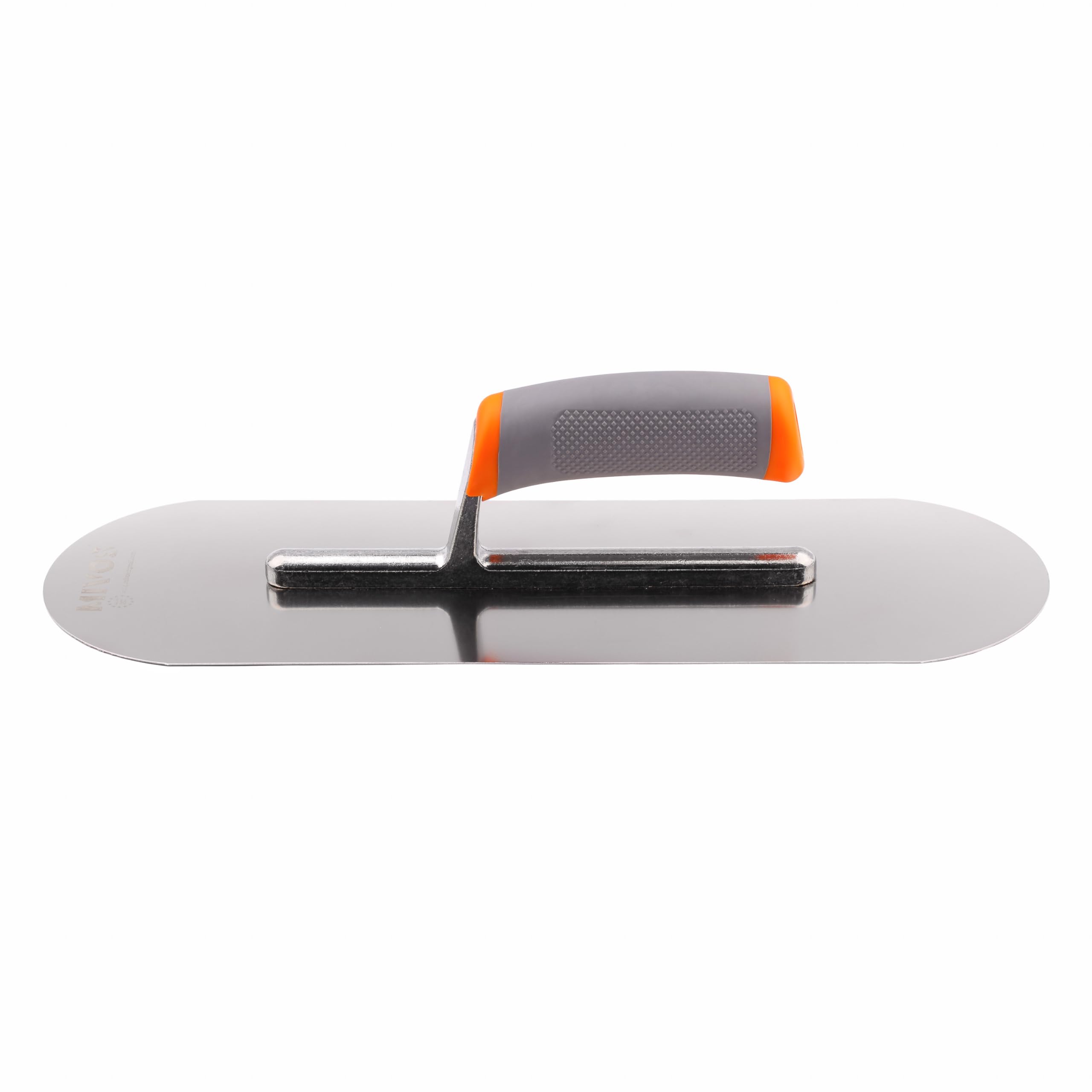 MIVOS Truelle En Acier Inoxydable 375 x 130 mm - demi-ronde - Truelle Avec Poignée Ergonomique - Platoir de Finition pour Travaux de Maçonnerie - Taloche de Lissage - MADE IN EU
