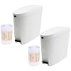 Sanitary Bin 20L & 100 Bin Liners - Slimline Washrooms Toilets Hygienic Disposal Pedal Container Bins for Female Ladies and Baby Hygiene Products - 20 litres White (2 Pack)