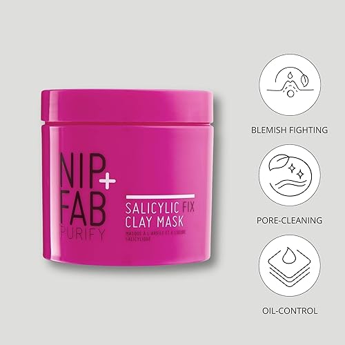 Miniatura 4 de Nip + Fab Salicylic Fix - Máscara de arcilla para purificar la cara, máscara facial para minimizar los poros, control de aceite, iluminar las