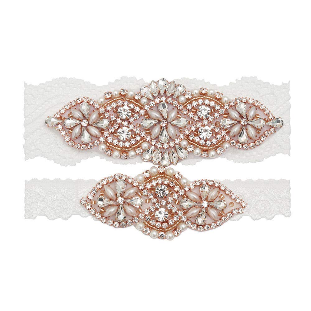 Giarrettiera da Sposa Regalo per la Sposa, Cintura con Giarrettiera in Pizzo Applique-Champagne_M, Accessori per Abiti da Sposa Giarrettiera (Champagne BS)
