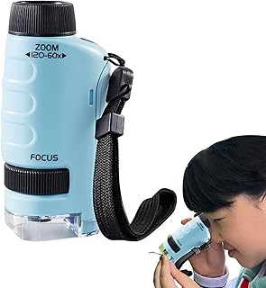 Pocket Microscope for Kids, LED Lighted Handheld Microscope, Kids Science Microscope for Student Beginners Educational Toy with LED 60x-120x Magnification
