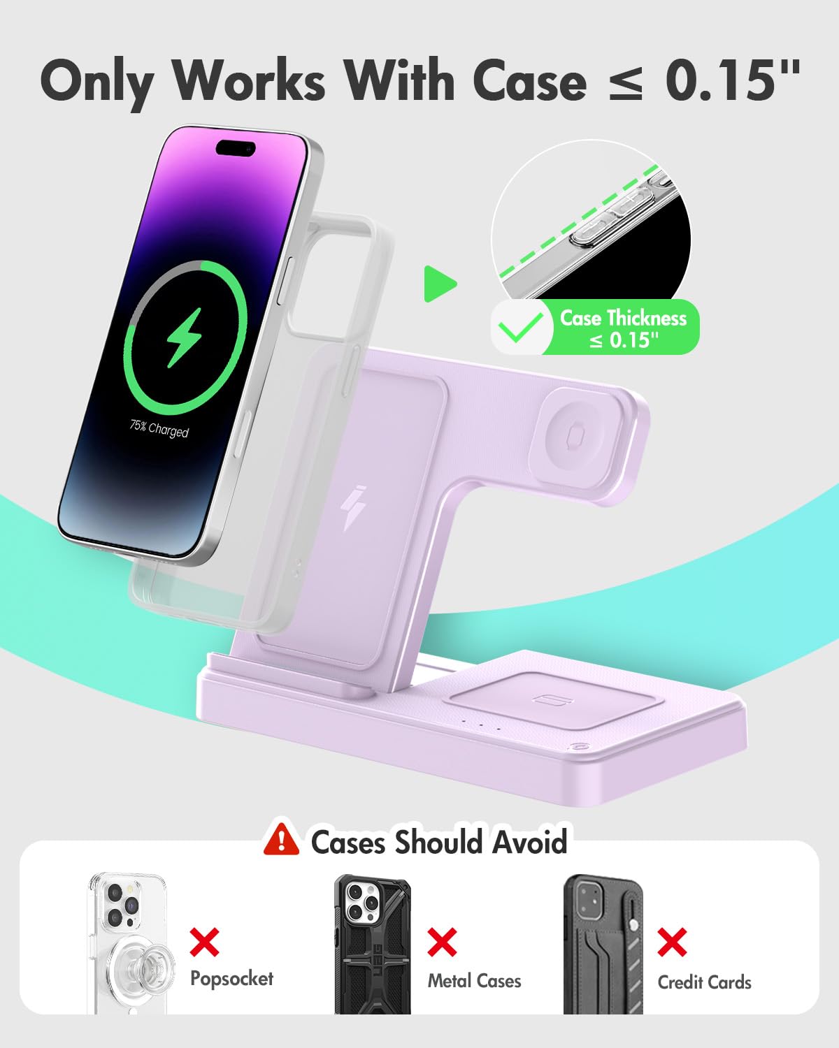 Wireless Charger iPhone Charging Station: 3 in 1 Charger Stand Multiple Devices for Apple - iPhone 17 16e 16 15 14 Pro Max 13 12 11 - Watch 10 9 8 7 6 5 4 3 2 SE and Ultra Series - Airpods 4 3 Pro
