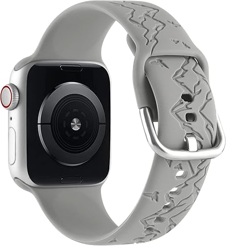 Vista 27 de Mountain Range - Correa de silicona grabada compatible con Apple Watch 38 40 1.614 in 42 44 45 46 1.929 in para mujeres y hombres, correa