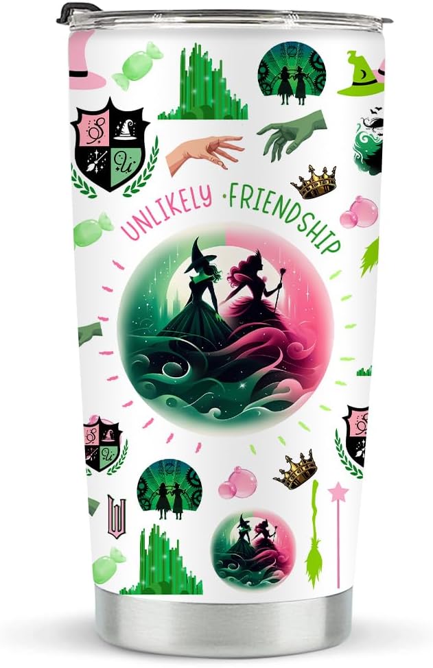 Witch Merch, Broadway Musical, Witch Gifts for Girls, Women, Elphaba And Glinda Fans, Movie Lovers, Witch Merchandise, Unlikely Friendships, 20 Oz Stainless Steel Tumbler