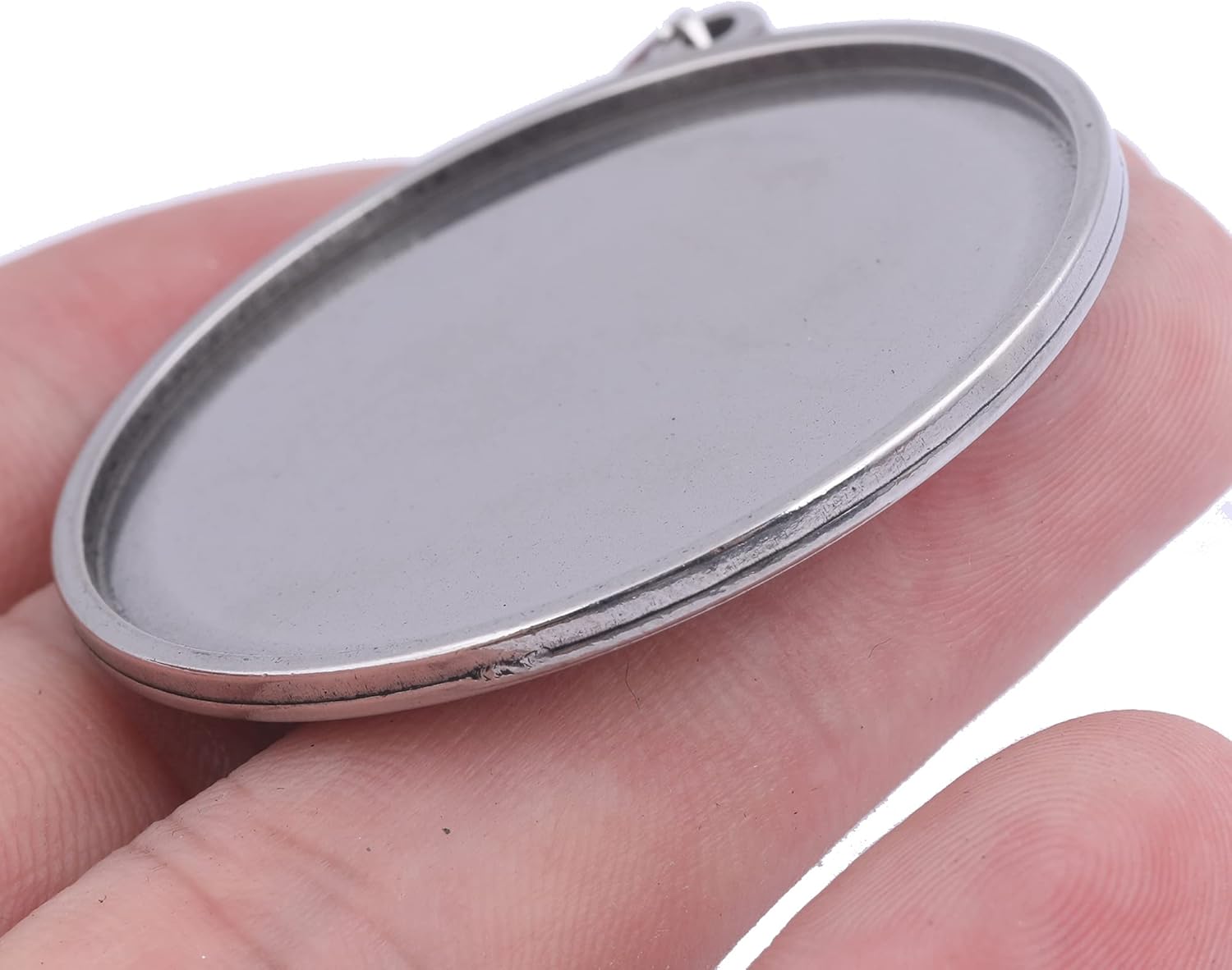 Reidgaller 10pcs Stainless Steel Cabochon Setting Trays 40mm Dia Pendant Base Blanks DIY Necklace Bezels for Jewelry Making - Image 6