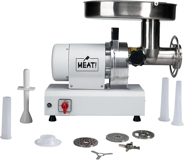 MEAT! 2 HP Pro-Grade Meat Grinder #42 with Electric Motor, Coarse and Fine Griding Plates, Stainless Steel, For Meat Gri