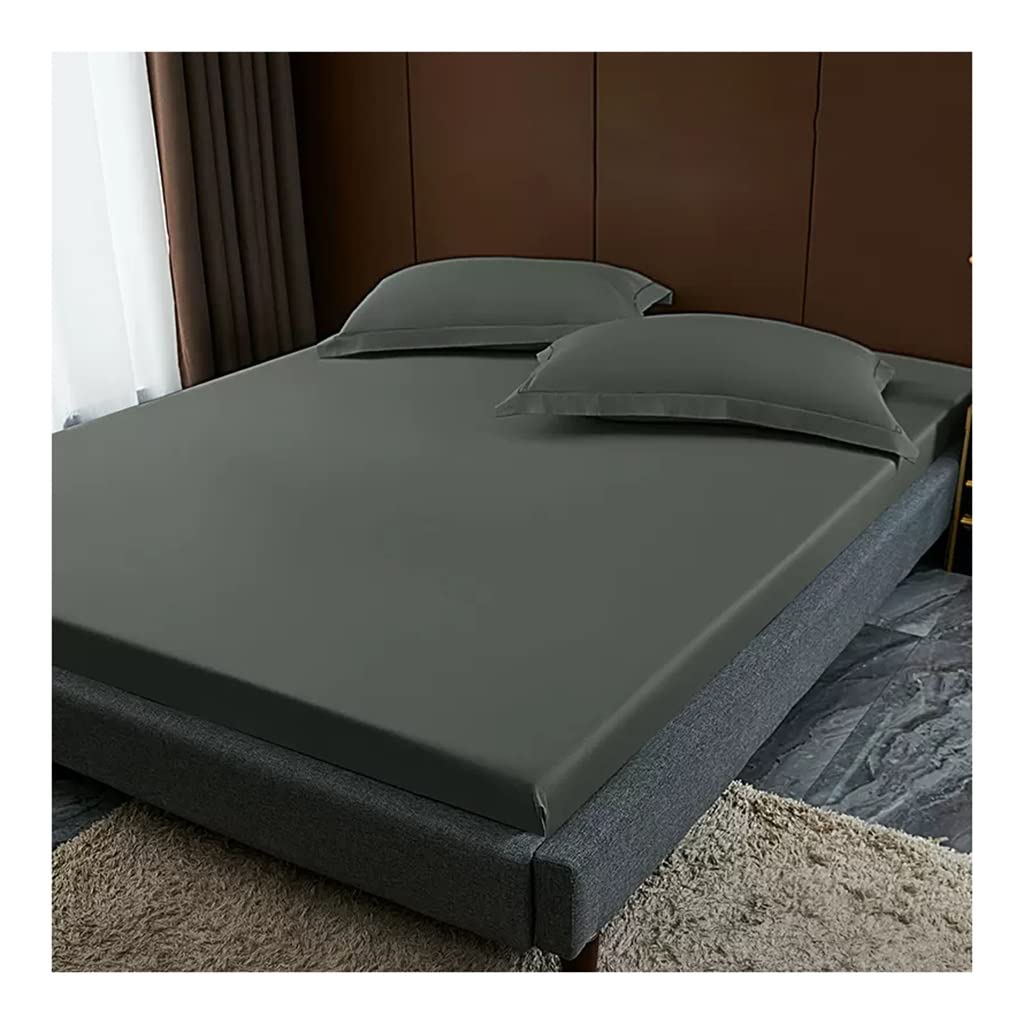 3Pieza Sabana Bajera con Elástico Total Lujoso Suave Tejido Saten para grosores hasta 15cm Incluye 2 Fundas Almohada (Color : Grey B, Size : 150x200+15cm)