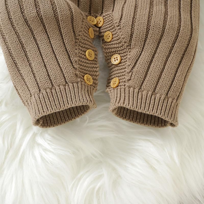 Neiwech Baby Boy Girl Romper Newborn Infant Knit Striped Solid Long Sleeve One Piece Jumpsuit Clothes - Image 8