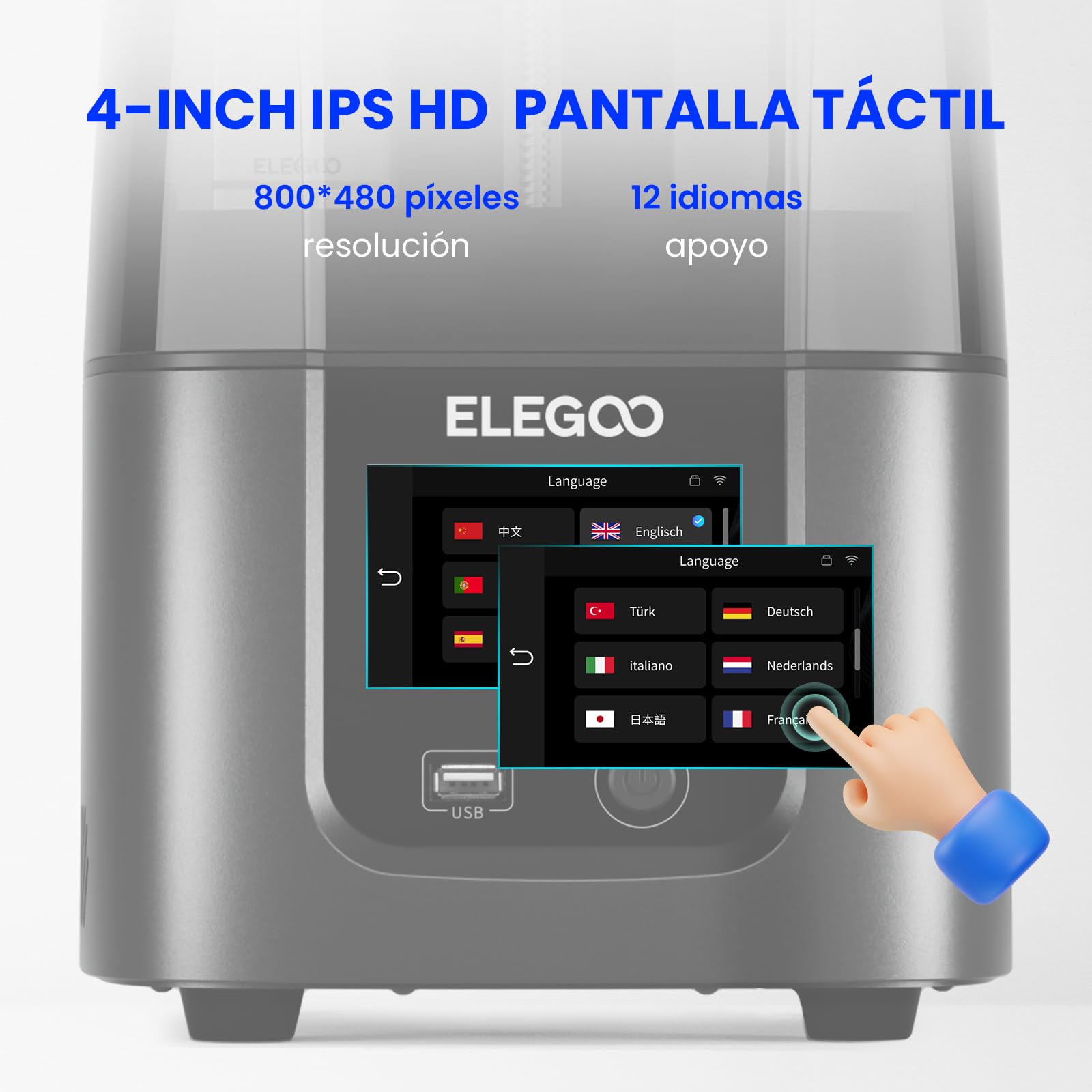 ELEGOO Mars 4 Ultra Impresora 3D Resina, 9K 7" Pantalla Mono LCD, 3D Printer MSLA con Wi-Fi Transferencia, Linux OS, ACF Película y 3X Velocidad,12 Idiomas,Tamaño de Impresión 153,36x77.76x165 mm³
