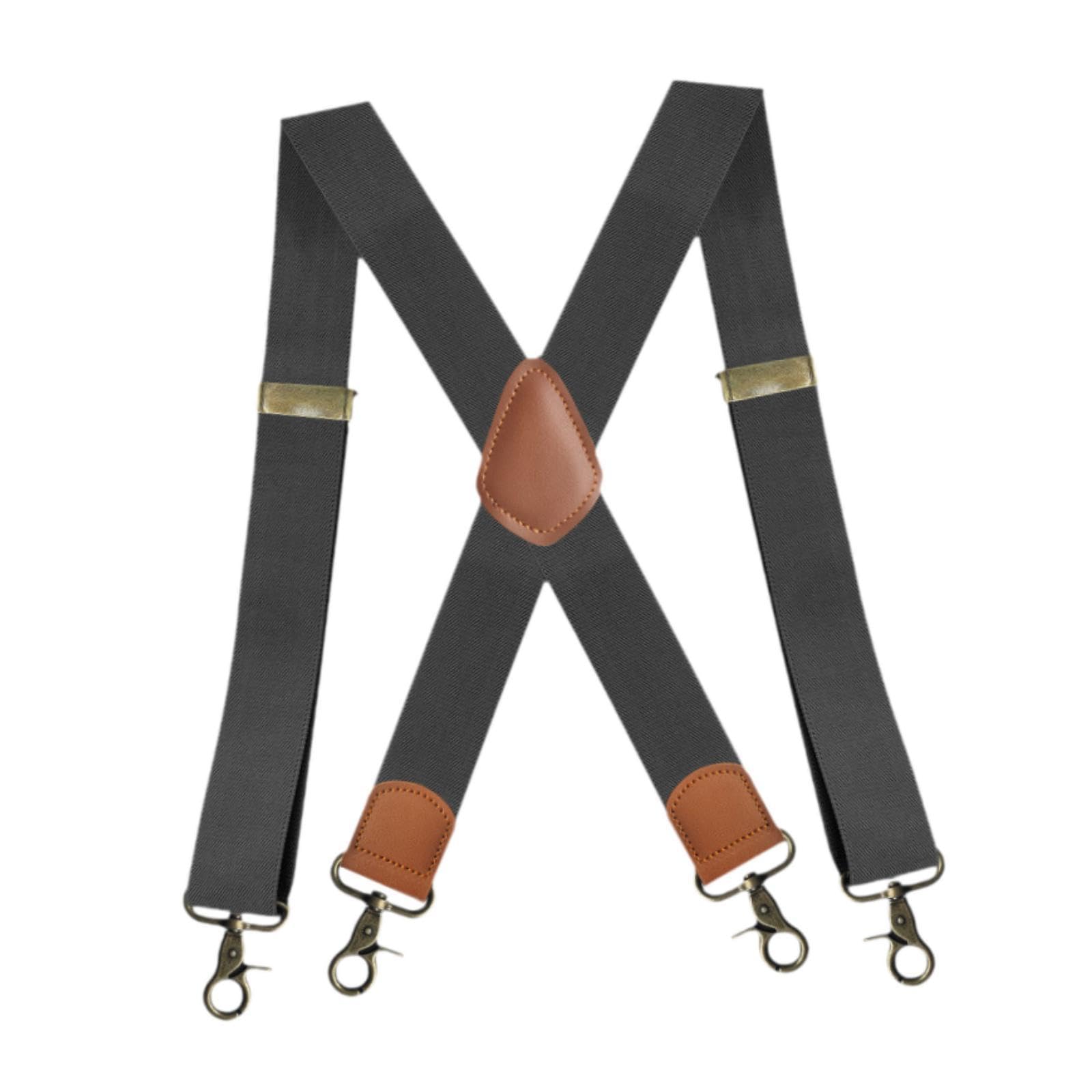 Suspender for Men Fashion Elastic Wide Suspenders for Costume Party Business Dark Grey Clothing Shoes & Accessories | Mens Accessories | Suspenders Braces-image-6