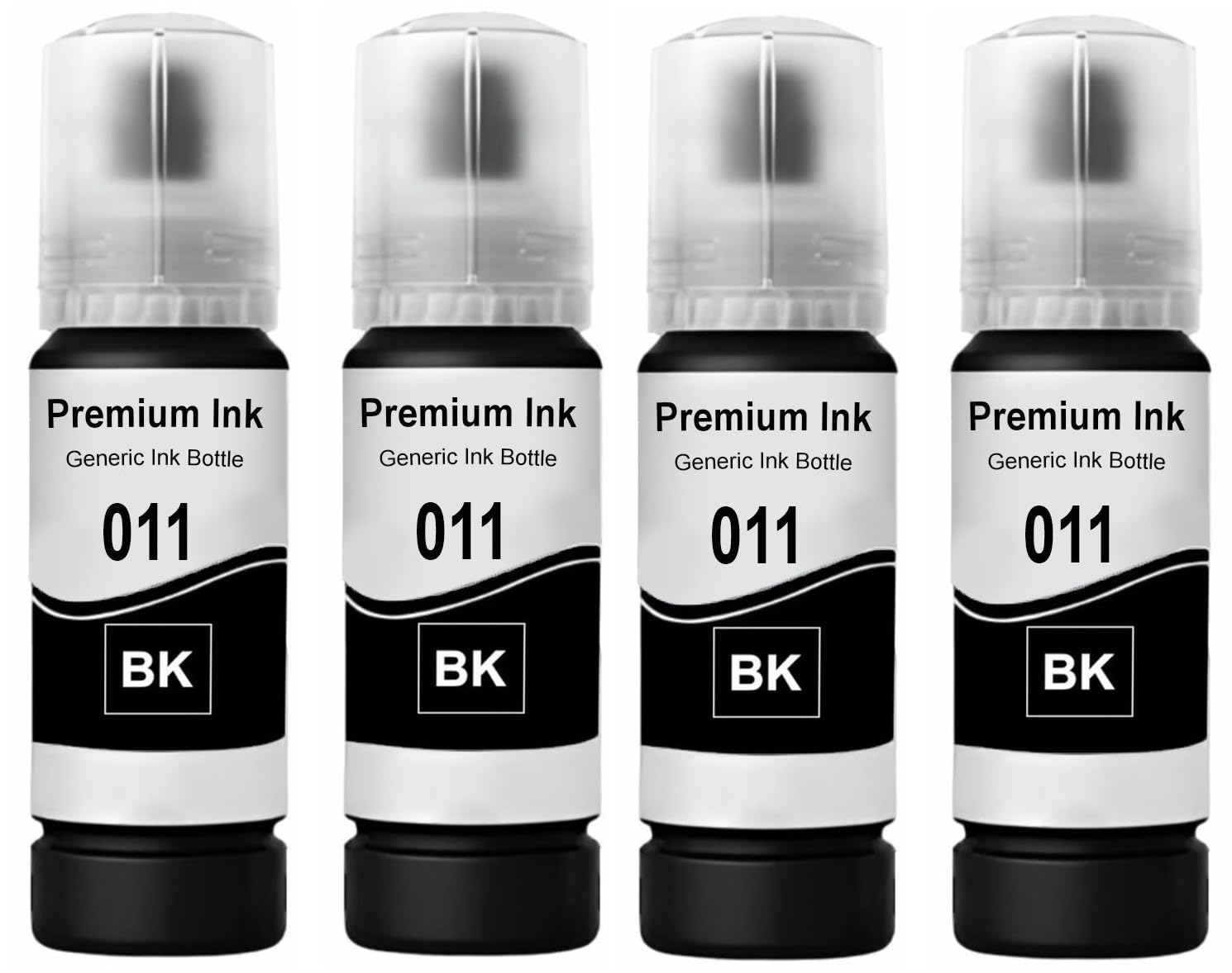 CANOFF 011 & 012 Refill Ink Bottle Compatible with Epson Model L8180 and L8160 Printer (011 Black Ink 4pc.)