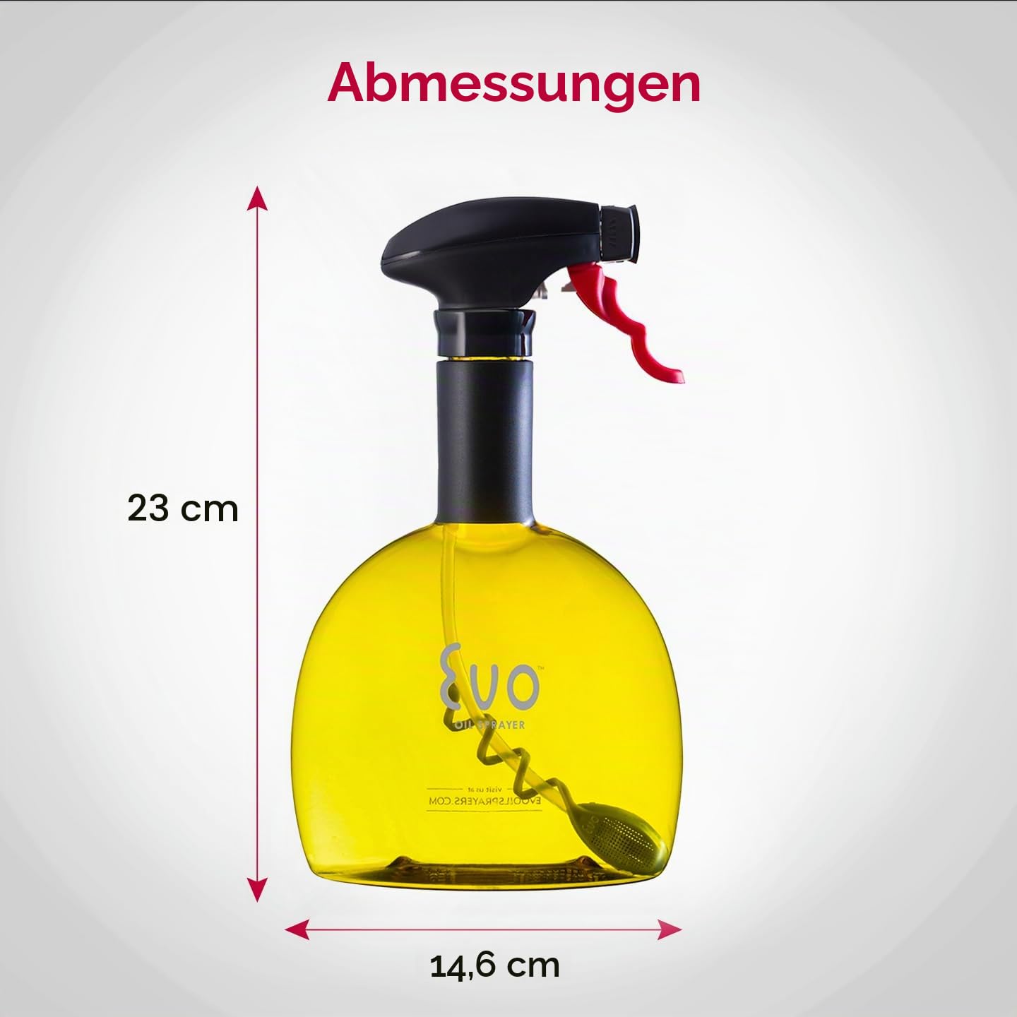 Evo Oil Sprayer Flasche ohne Aerosol für Olivenöl und Speiseöle, 530 ml Fassungsvermögen