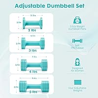 Vista 4 de Adjustable Dumbbell Set, 4 in 1 Free Weights Dumbbells Set for Women, Weights for Women at Home, 2lb 3lb 4lb 5lb with TPU Soft Rubber Handle for