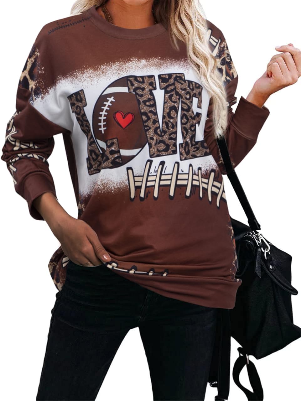 Miniatura 3 de JINTING Sudaderas de fútbol para mujer, sudadera para el día del partido, camiseta de fútbol americano, sudadera con capucha de cuello redondo para