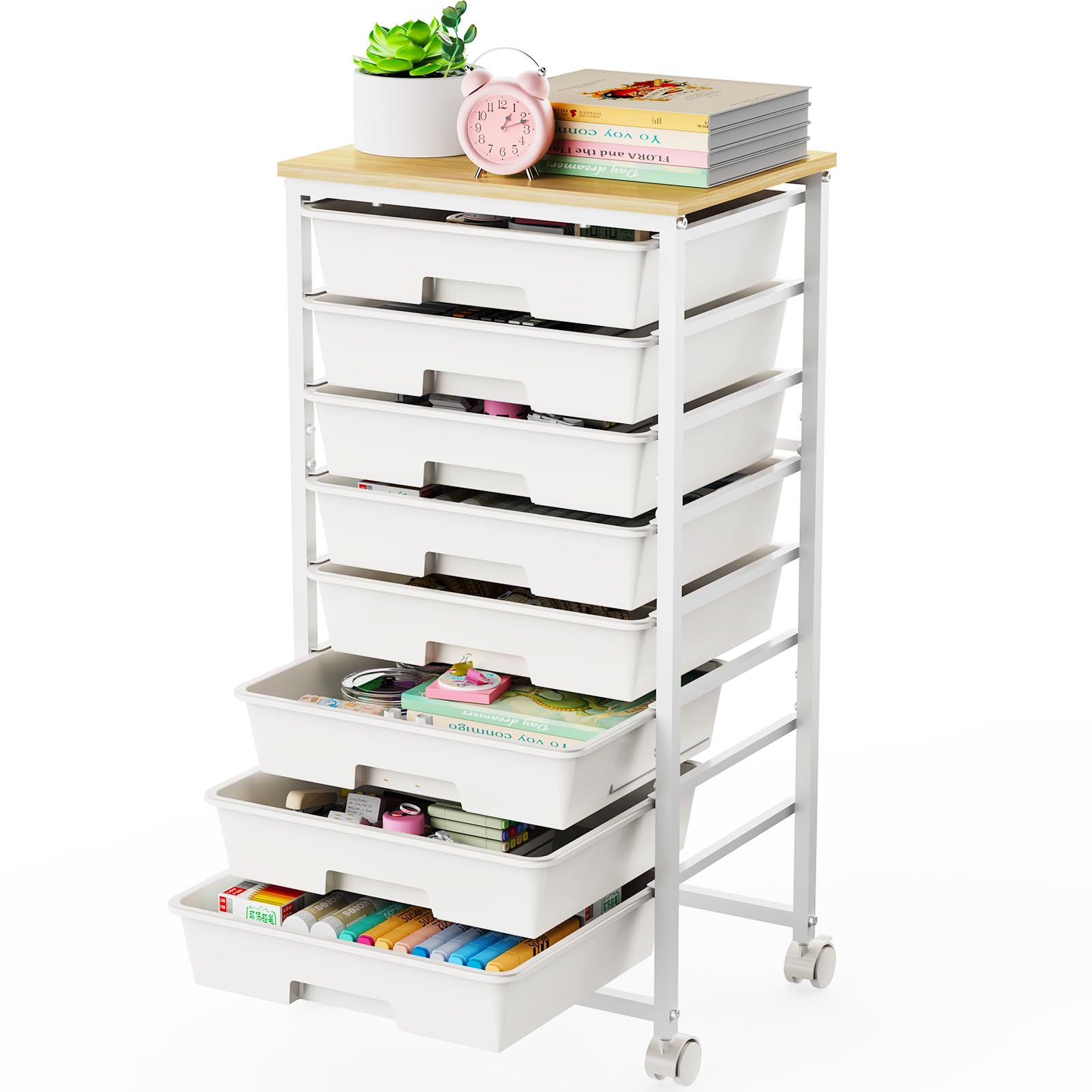 LEHOM 8-Drawer Rolling Storage Cart