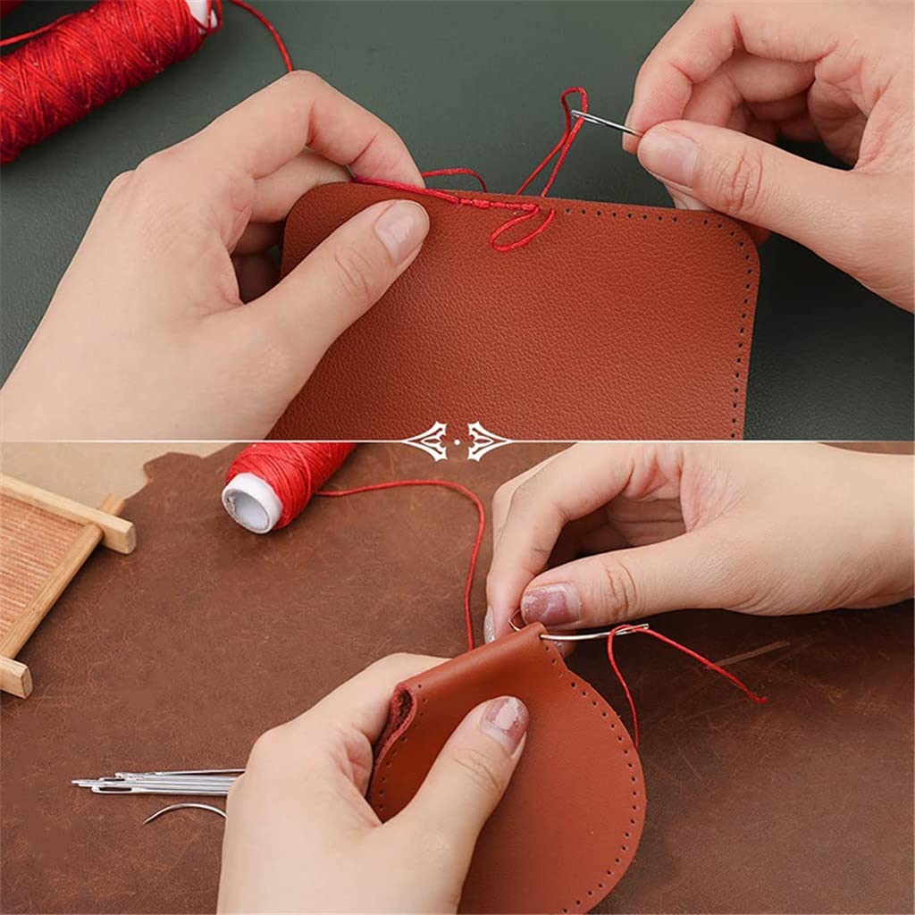 Kit de Costura de Cuero con Agujas de Ojo Grande, Hilo Encerado y Herramientas para Manualidades de Cuero.