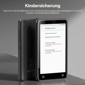 MP3 Player with Bluetooth and WiFi 4 Inch Full Touch Screen MP4 MP3 Player with Spotify Android Streaming Music Player Portable HiFi Sound Digital Audio Player with Speaker Dark Grey