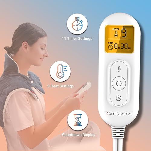 Vista 12 de Almohadilla térmica con peso para aliviar el dolor de cuello y hombros, Comfytemp de 1.5 libras, calefacción eléctrica cuello abrigo para calambres