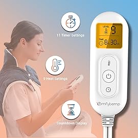 Comfytemp Heating Pad for Neck and Shoulders and Back, Weighted Electric Heat Pad for Pain Relief, 2.6lb Large Heated Wrap, 9 Heat Levels, 11 Auto-Off, Gifts for Women Men, Dark Blue