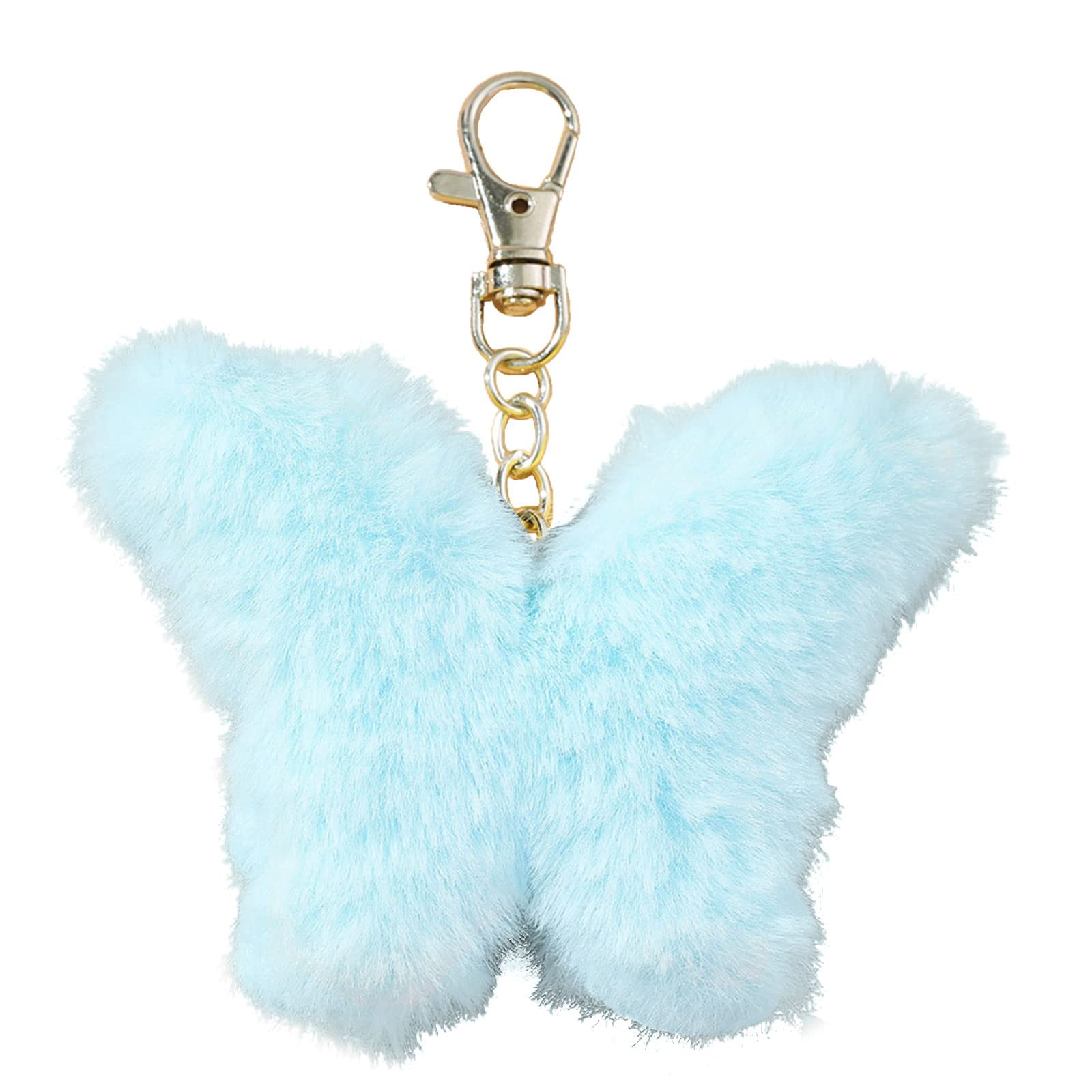 Bottone Unisex Blue Plush Butterfly Charm Keychains Sweet Cute Pendant Car Keyring Backpack Decoration Fashion Jewelry For Women Keyrings For Men Women Keyholder