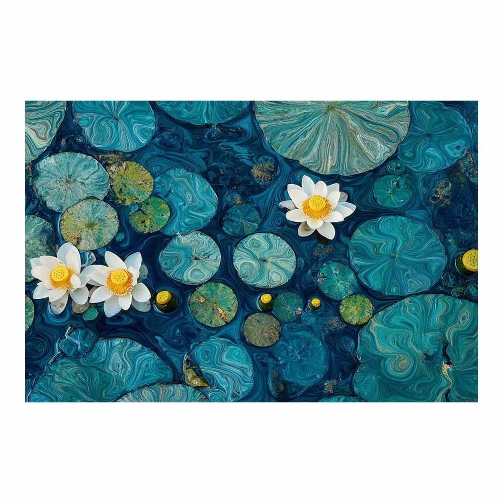 Xeniou Multicolor Flowers Wall Art Water Lilies Pond Wall Art Canvas Wall Art, For Bedroom Bathroom Living Room Home Wall Decor(Multicolor)-80X120cm Unframed