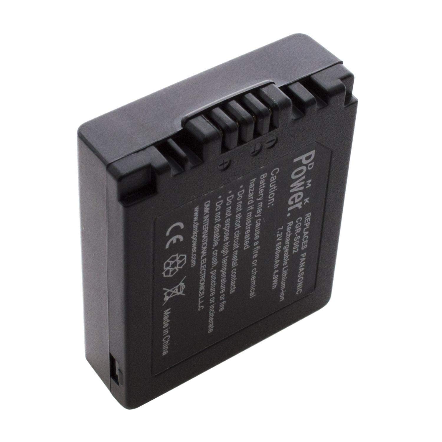 DMK Power CGR-S002 Battery 680mAh Compatible with Panasonic Lumix DMC-FZ1 FZ2 FZ3 FZ4 FZ5 FZ10 FZ15 FZ20 DMW-BM7