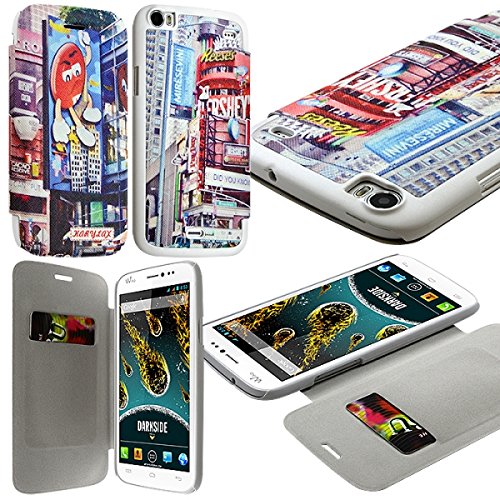 KARYLAX Seluxion - Coque Housse Etui à Motif Kj26 Rabat latéral et Porte-Carte pour Wiko Darkside + Film de Protection