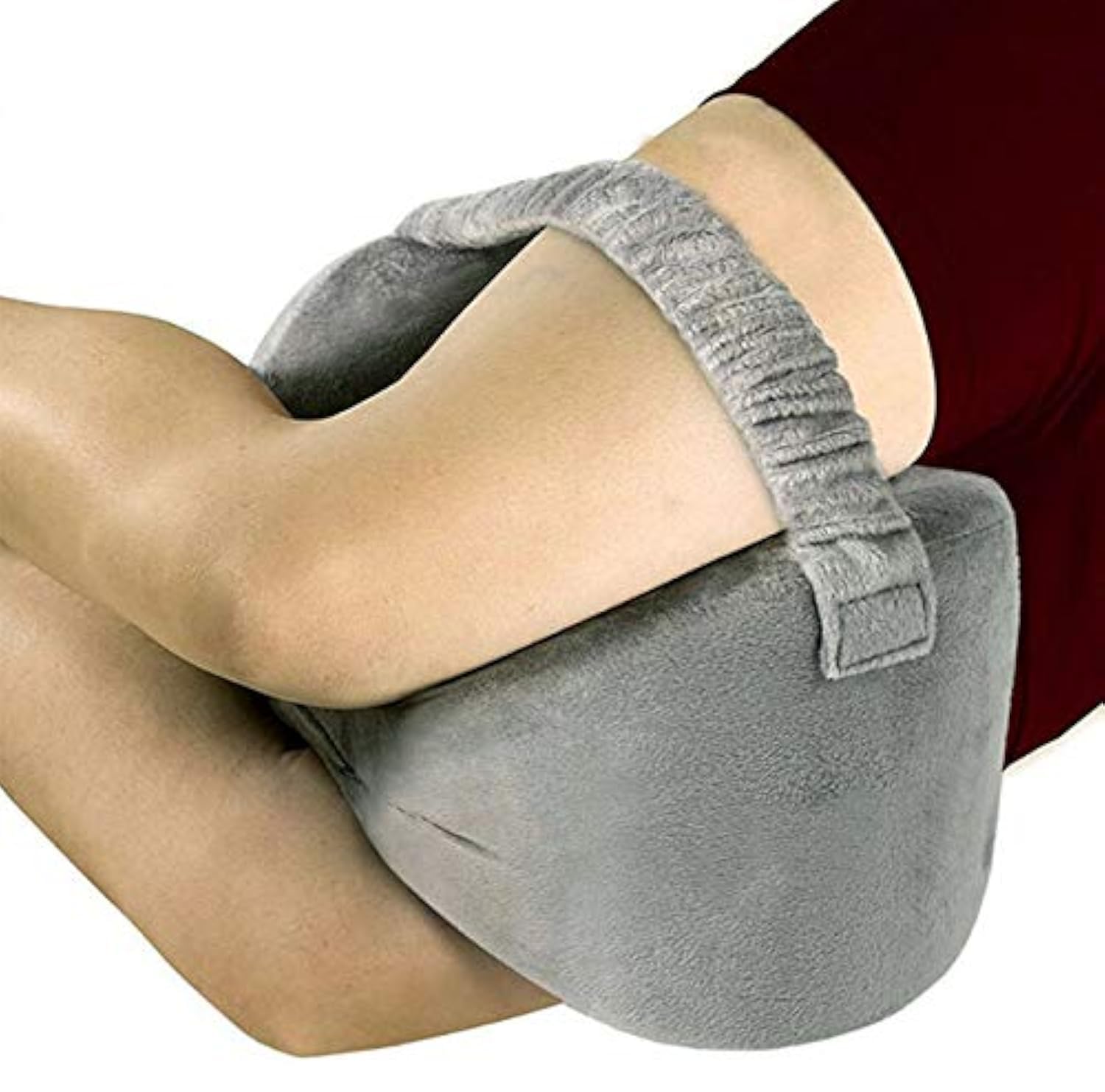 NUCARTURE Knee and Leg Pillow for Sleeping Memory Foam Pillow for Side Sleepers Knee Wedge Pillow for Men Women Pregnancy, Hip,Thigh Pain Relief(Grey)