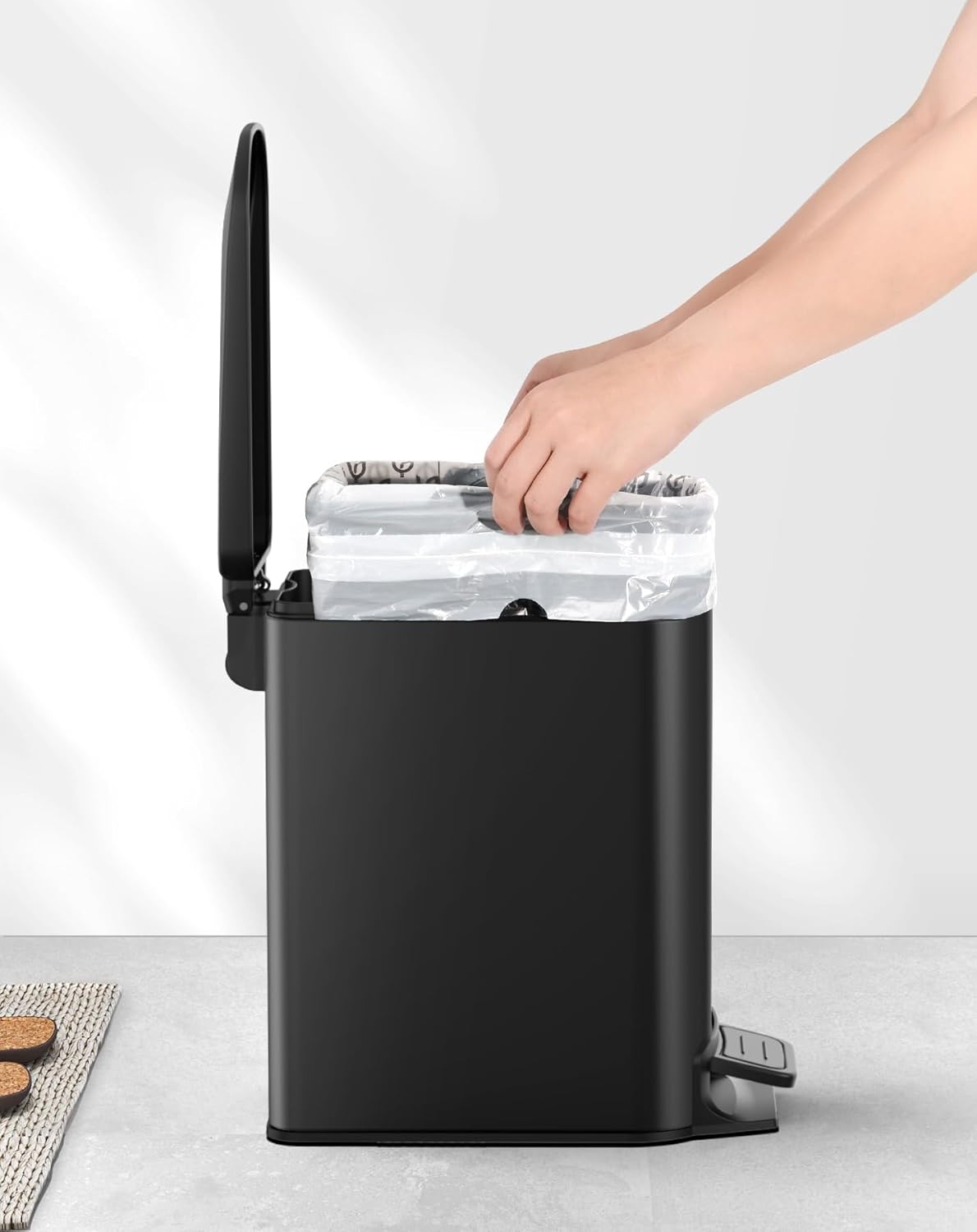 Cesun Code A Drawstring Trash Bags 90 Count, Pre Cut 1.6 Gallon / 6 Liter Small Bathroom Trash Can Liners, White (Pack of 2)