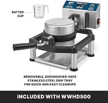 Waring Heavy-Duty Cast Iron Belgian Waffle Maker with 30 Waffles per Hour | 30 Waffles per Hour, 360 Rotating Design, for High-Volume Restaurants & Hotels, NSF Certified