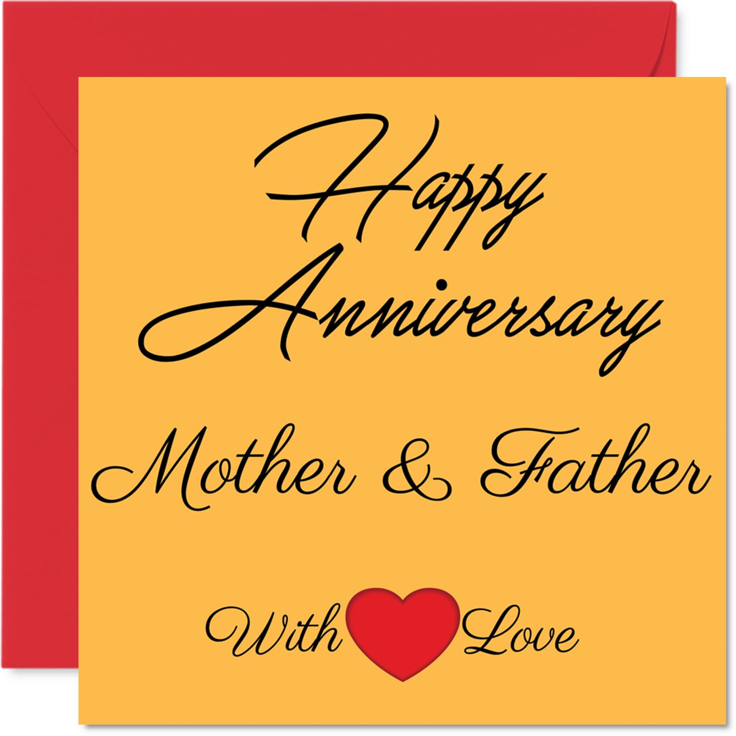 Heartfelt Anniversary Card for Mother & Father - Celebrating Your Journey Together - Elegant Heart Motif with Warm Anniversary Wishes - 145mm Square, Envelope Included