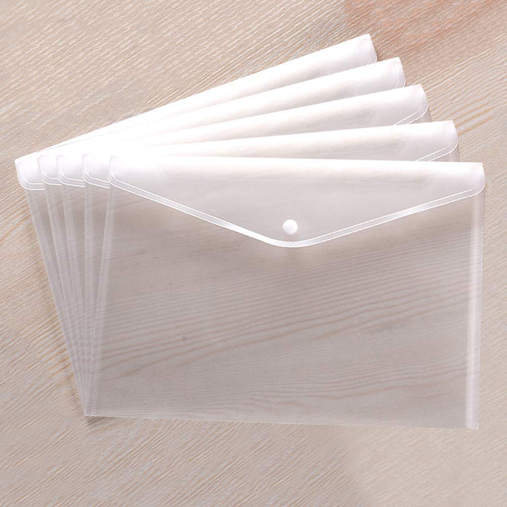 Szjias 5pcs Clear Waterproof Plastic Envelopes Folders Premium File