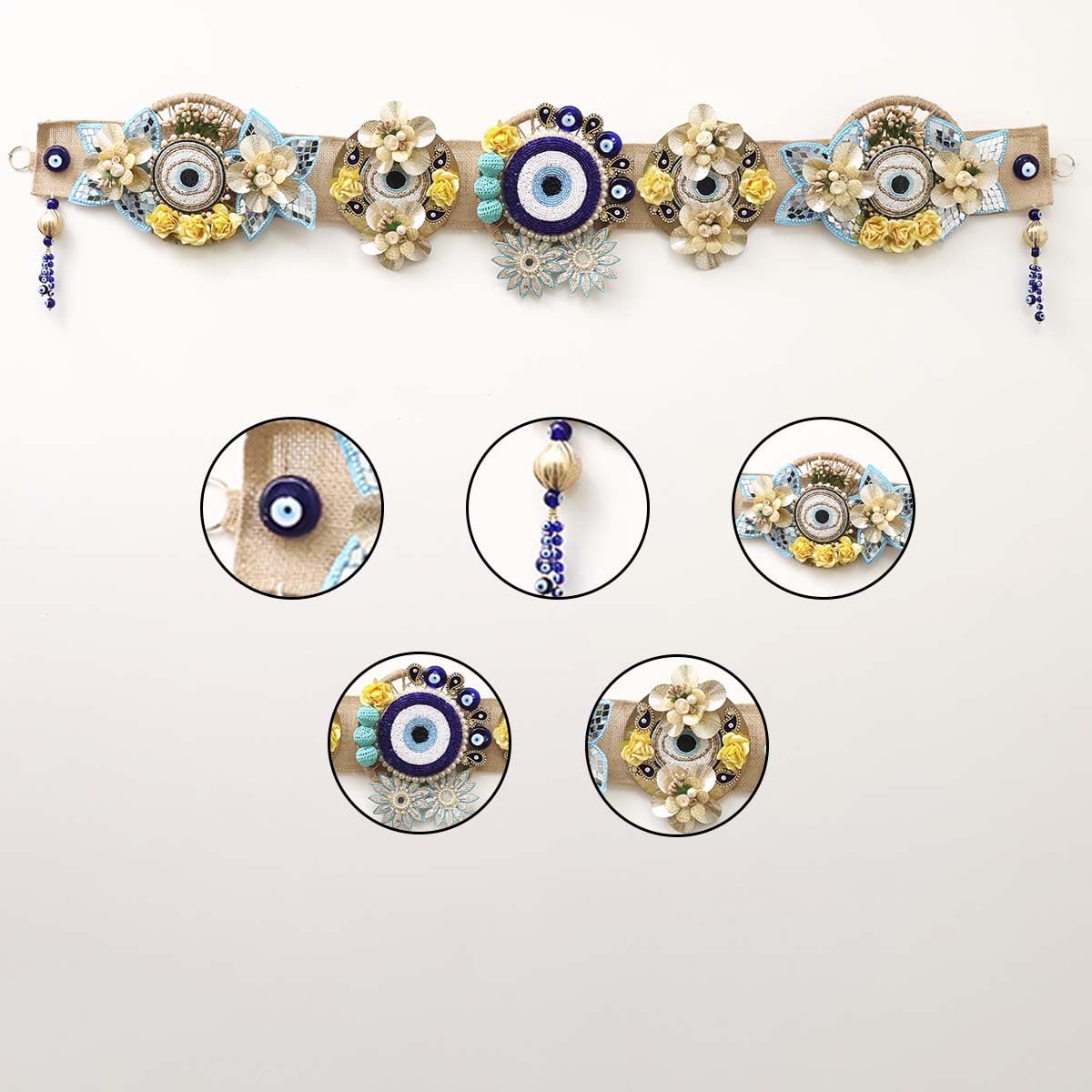 9dzine Turkish Evil Eye Diwali Toran Decoration for Home 42 Inch | Festive Decor | Door Bandhanwar for Office | Unique Gifting 1